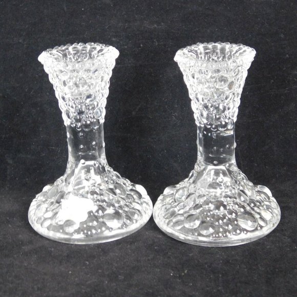 PartyLite Tiny Bubbles Taper Pair 4" Clear Candle Holders P7718 New in Box - Picture 3 of 12